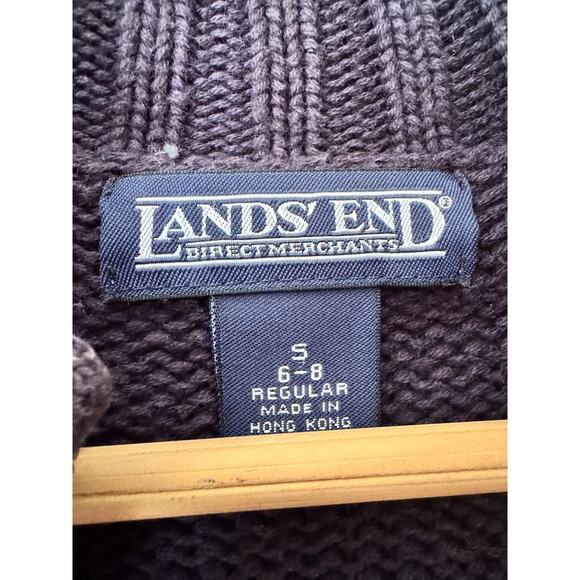Lands End Navy Blue Chunky Full Zip Mock Neck Women’s Cardigan Sweater Small 6-8 - Picture 8 of 9